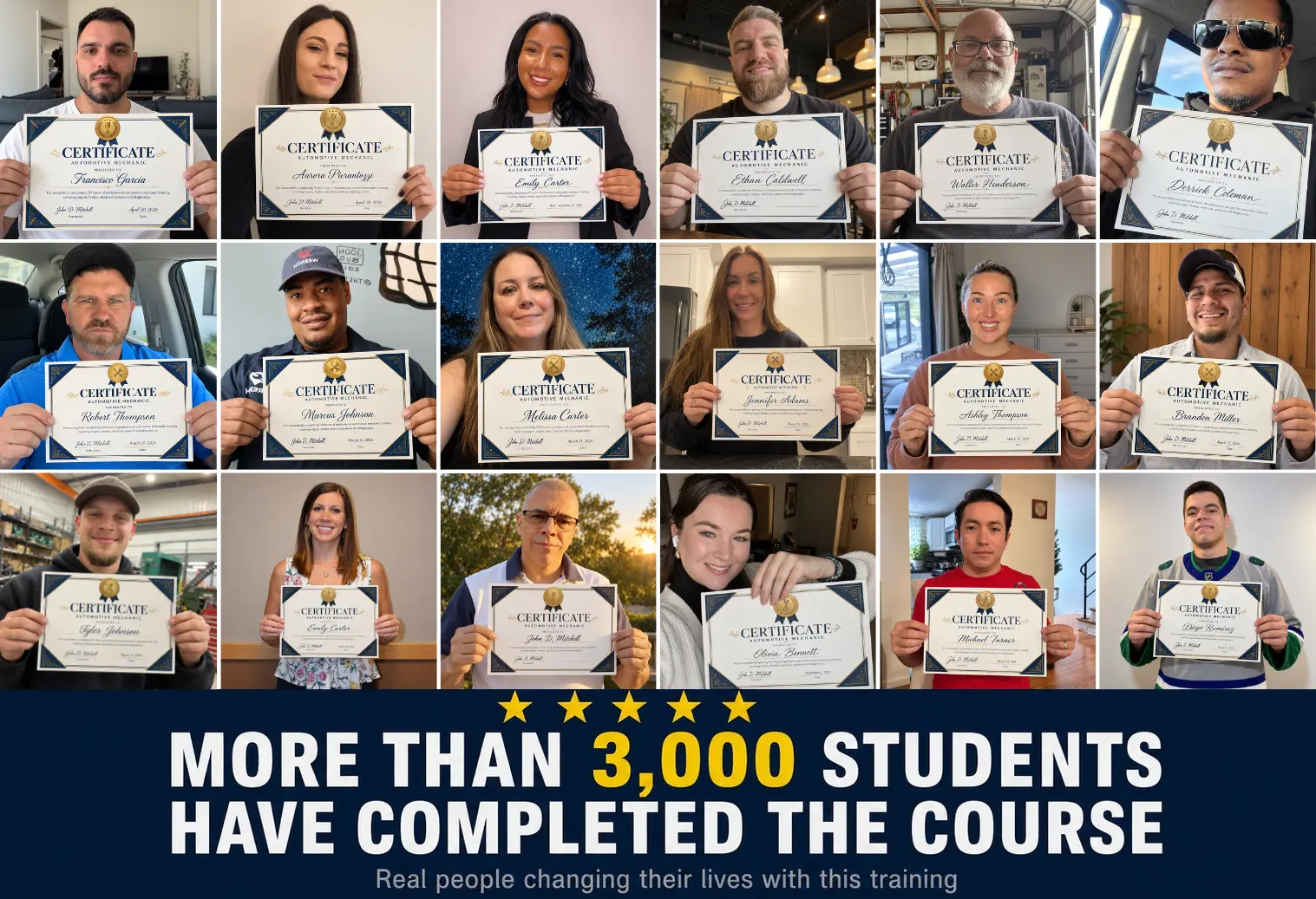 More than 3,000 students have completed the course, each holding their automotive mechanic certificate